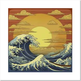 Chinese Waves Illustration Background Posters and Art